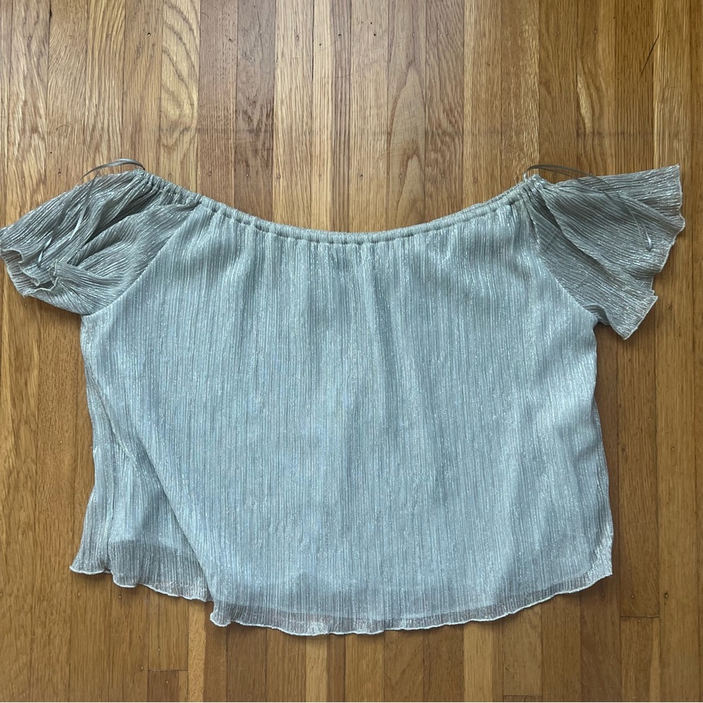 Zara Flutter Sleeve Off Shoulder Crop Blouse